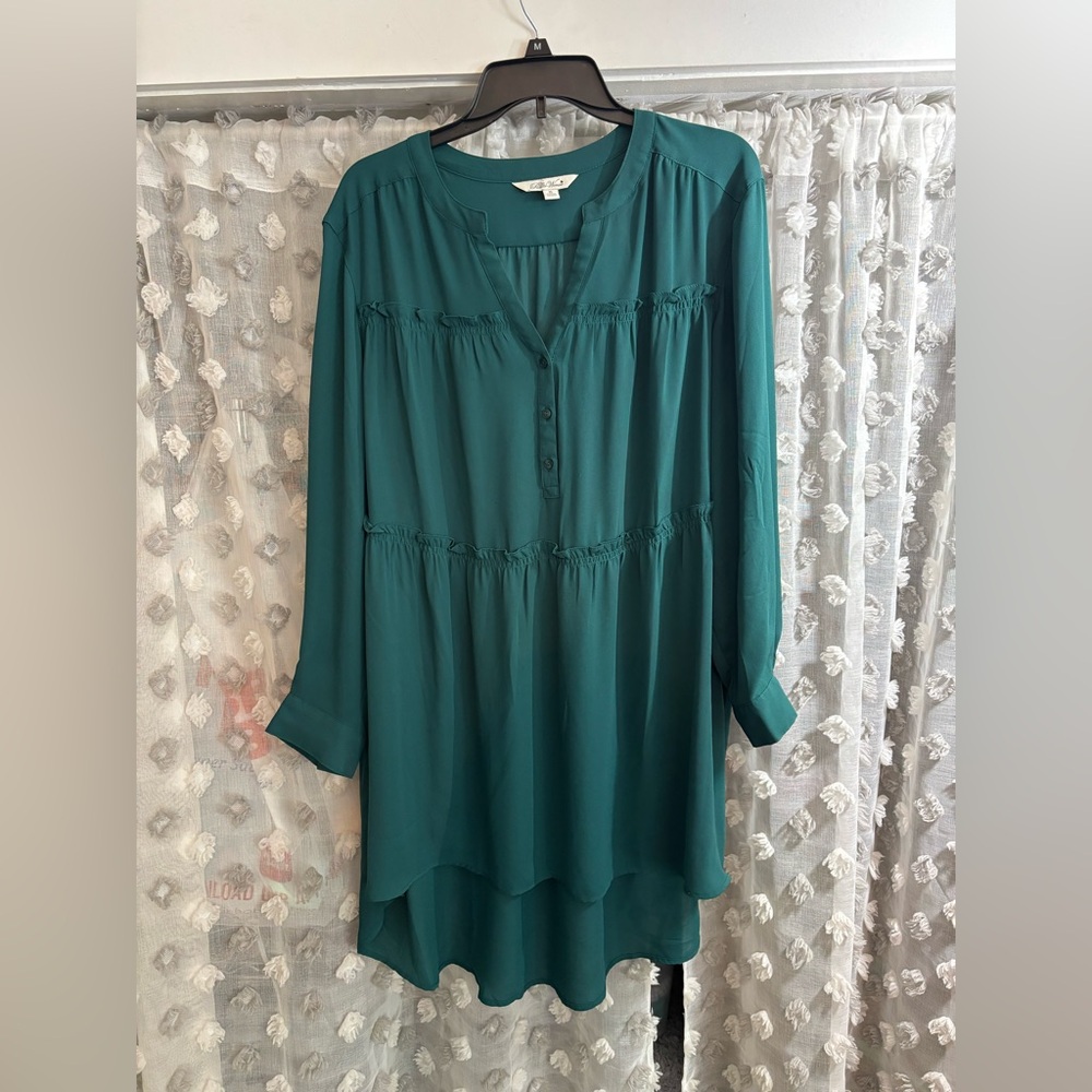 The Pioneer Woman Forest Green Long-Sleeve Tiered Tunic